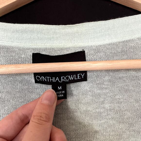 Cynthia Rowley soft mint semi sheer button down cardigan women's size medium - Picture 3 of 7